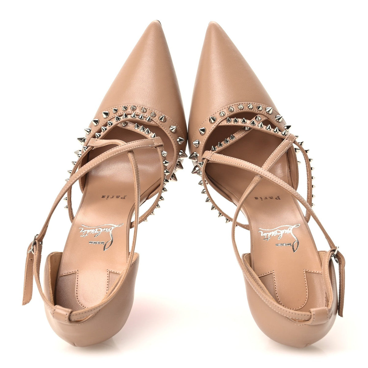 Christian Louboutin Nappa Studded Women's Tatooshka 100 Pumps 38.5 Blush