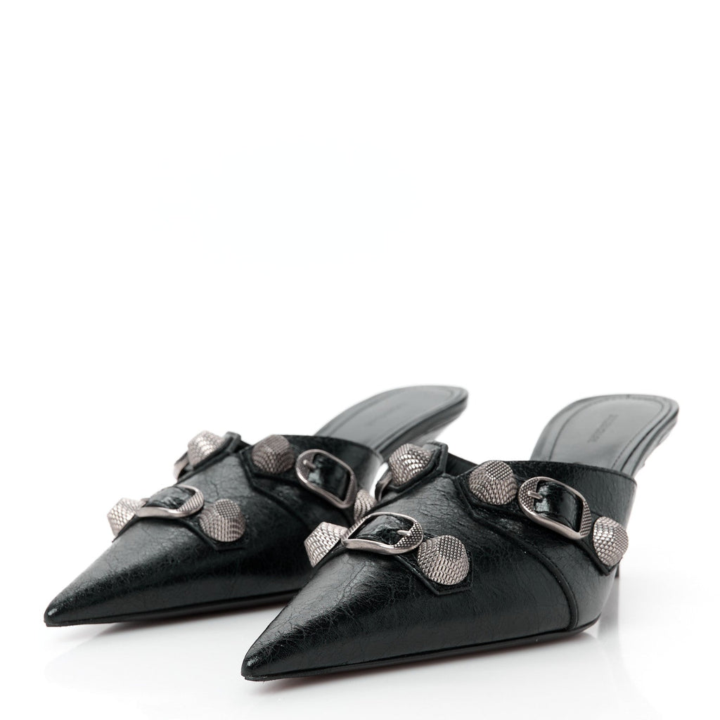 Balenciaga Lambskin Women's Arena Cagole 70mm Mules 36 Black