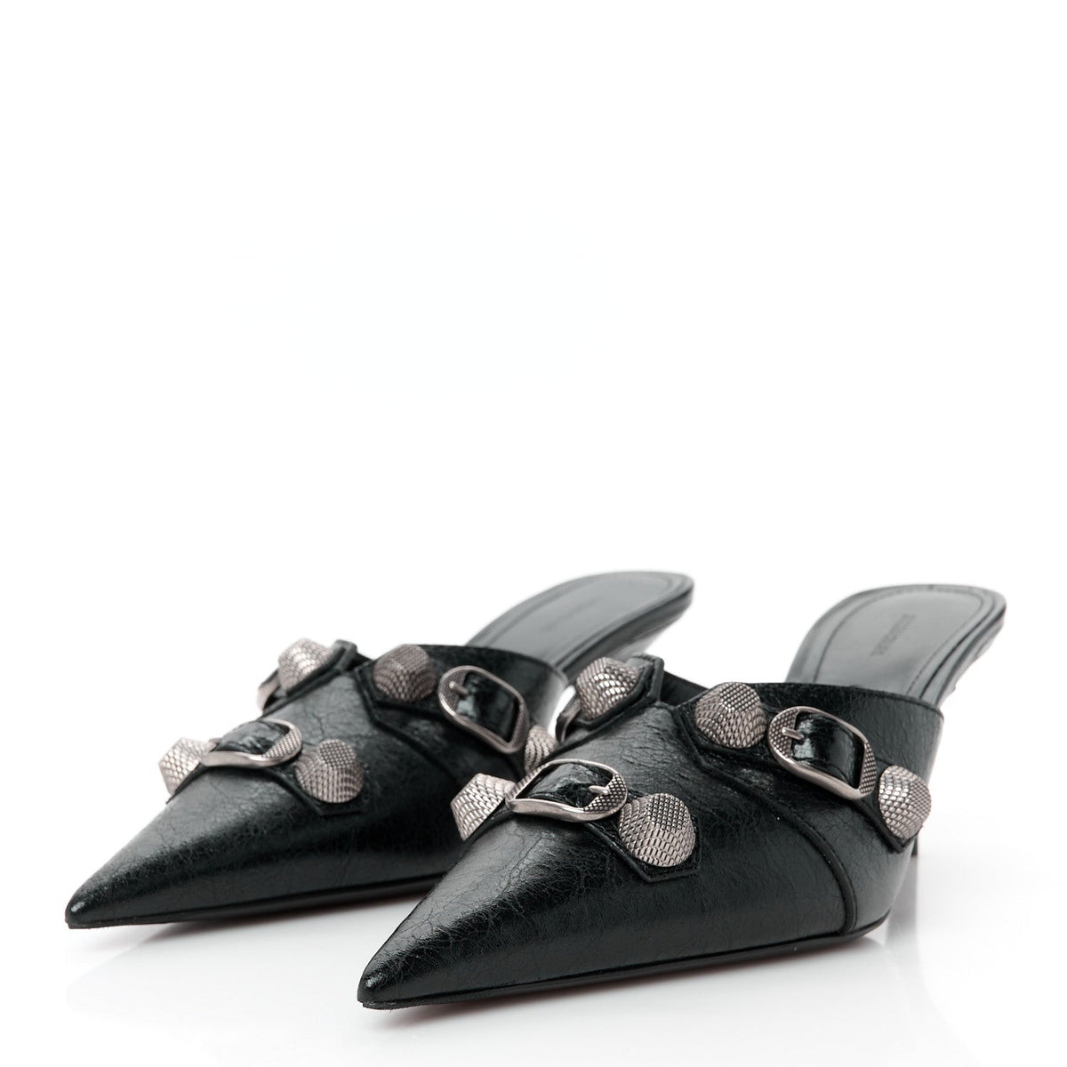 Balenciaga Lambskin Women's Arena Cagole 70mm Mules 36 Black