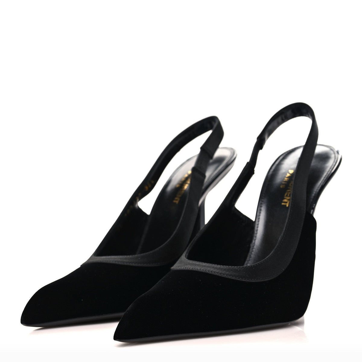 Saint Laurent Velvet Women's Victoire 115 Slingback Pumps 38.5 Black