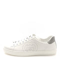 Gucci Calfskin Men's Interlocking G Perforated Ace Sneakers 8 White Grey Sky