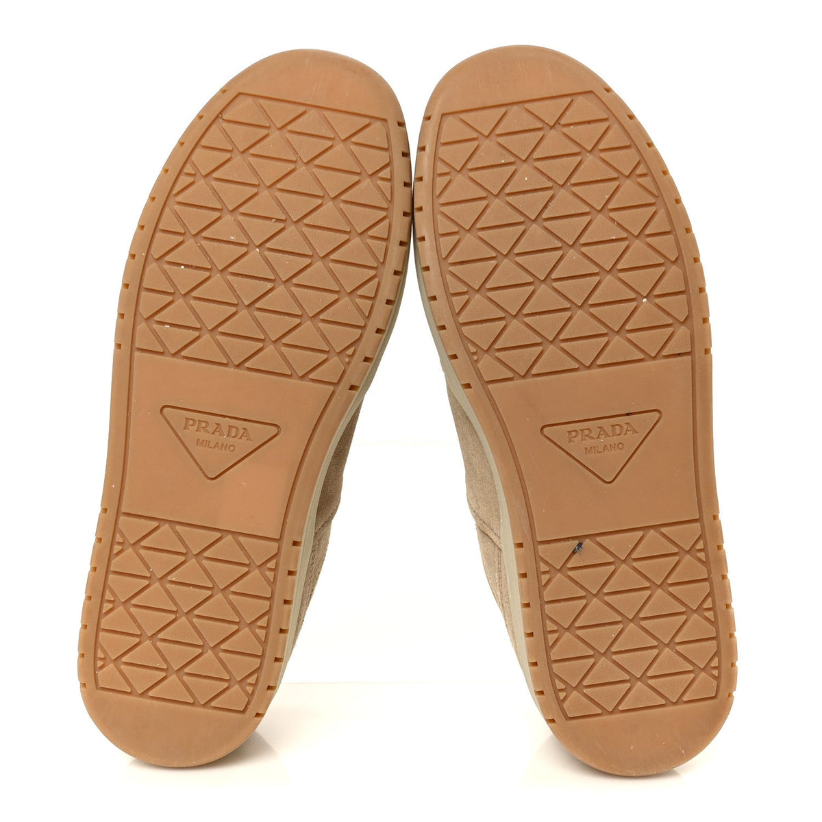 Prada Suede Women's Downtown Low Top Sneakers 37 Ecru
