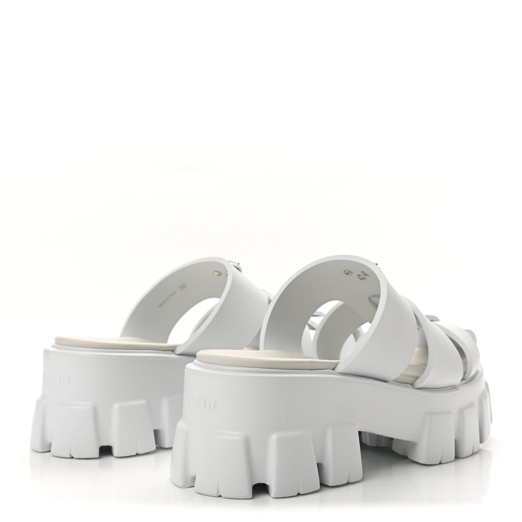 Prada Foam Rubber Women's Monolith Cage Sandals 38 White