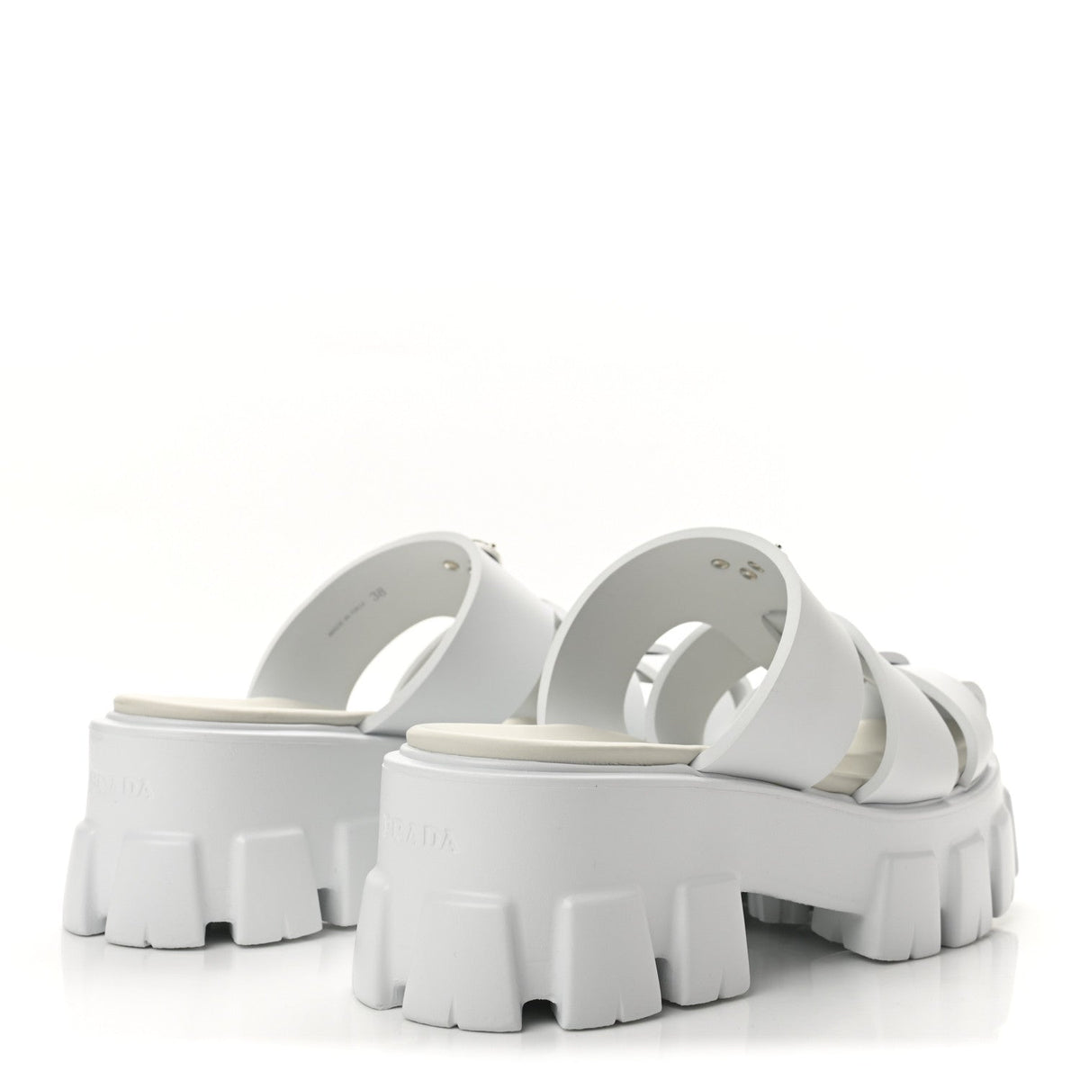 Prada Foam Rubber Women's Monolith Cage Sandals 38 White