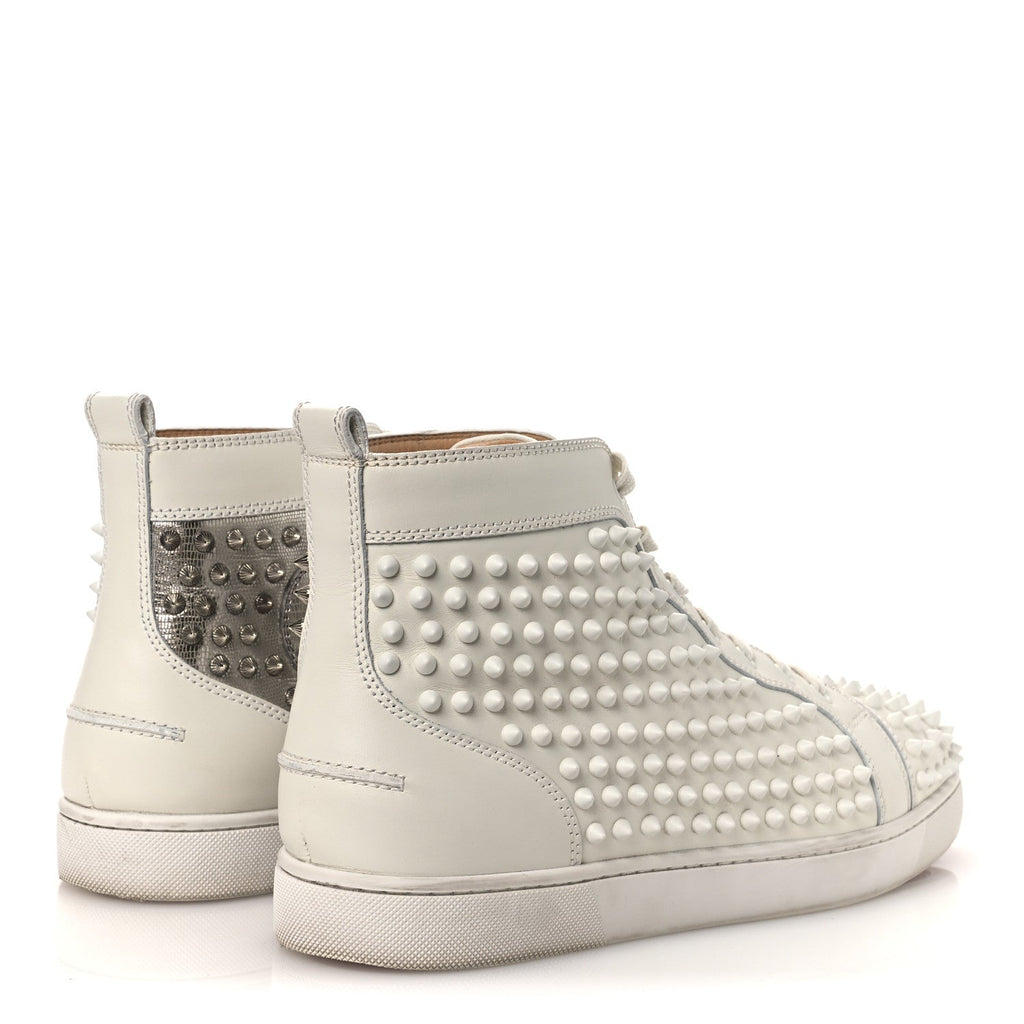 Christian Louboutin Nappa Laminato Men's Yang Louis Flat Sneakers 45 Latte Silver