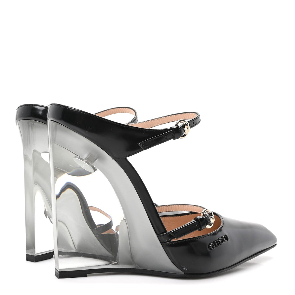 Gucci Calfskin Women's Regent Wedge Mules 36 Black