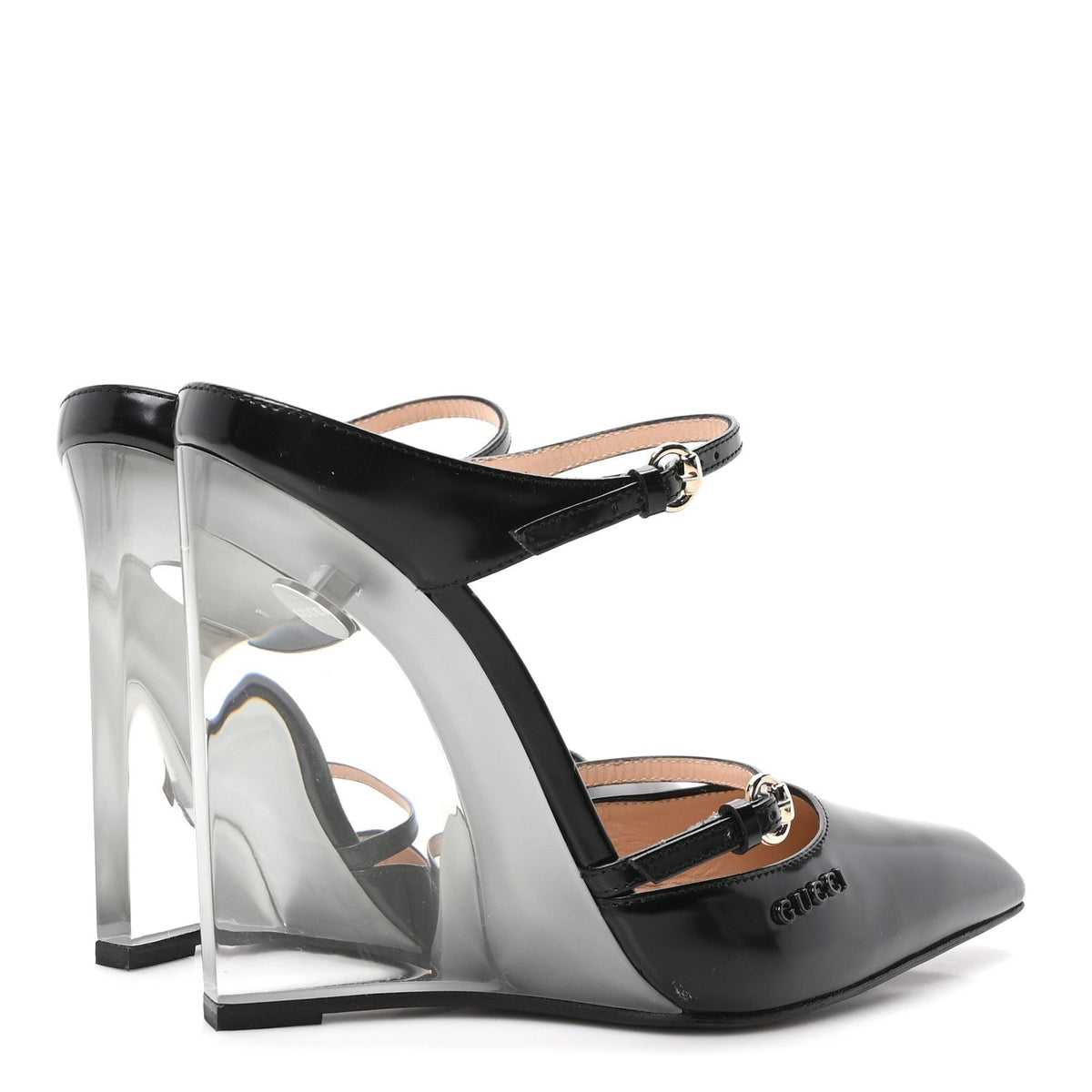 Gucci Calfskin Women's Regent Wedge Mules 36 Black