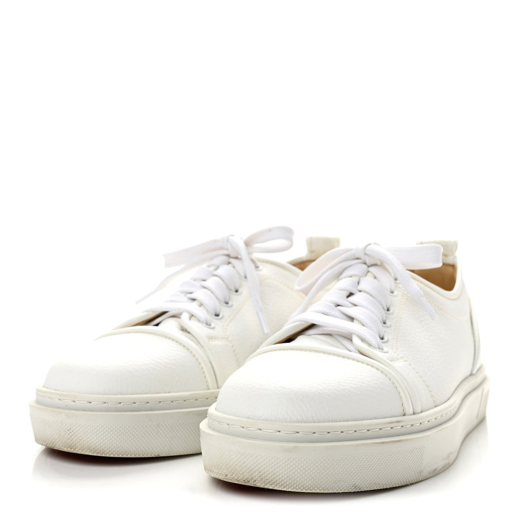 Christian Louboutin Calfskin Adolon Junior Low Top Sneakers 39 White