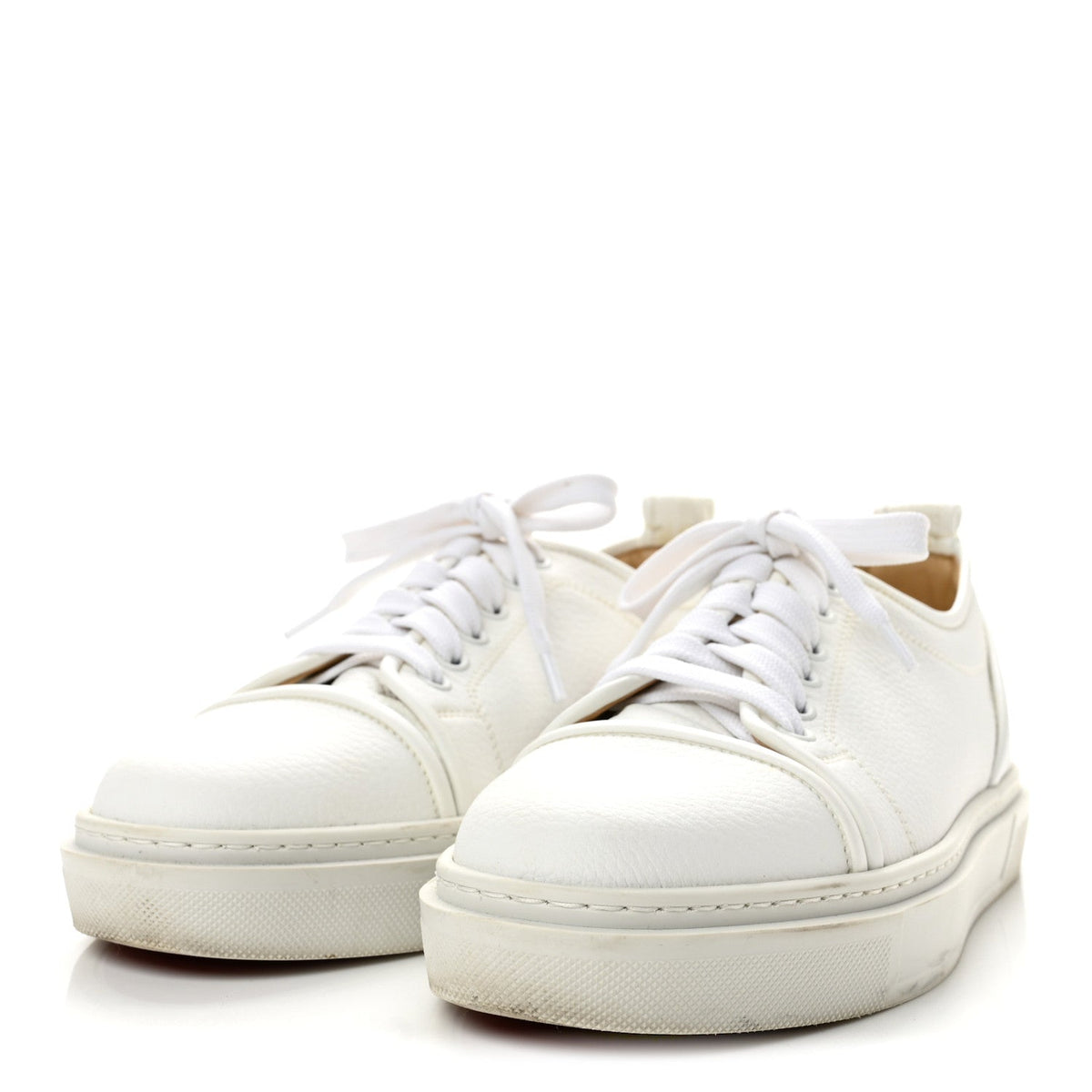 Christian Louboutin Calfskin Adolon Junior Low Top Sneakers 39 White
