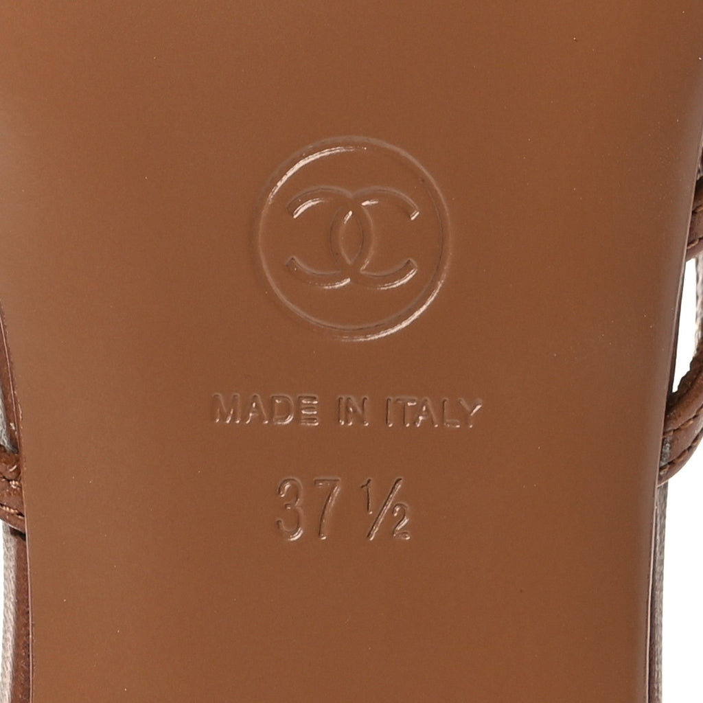 Chanel Goatskin Caged CC Women's Slide Sandals
