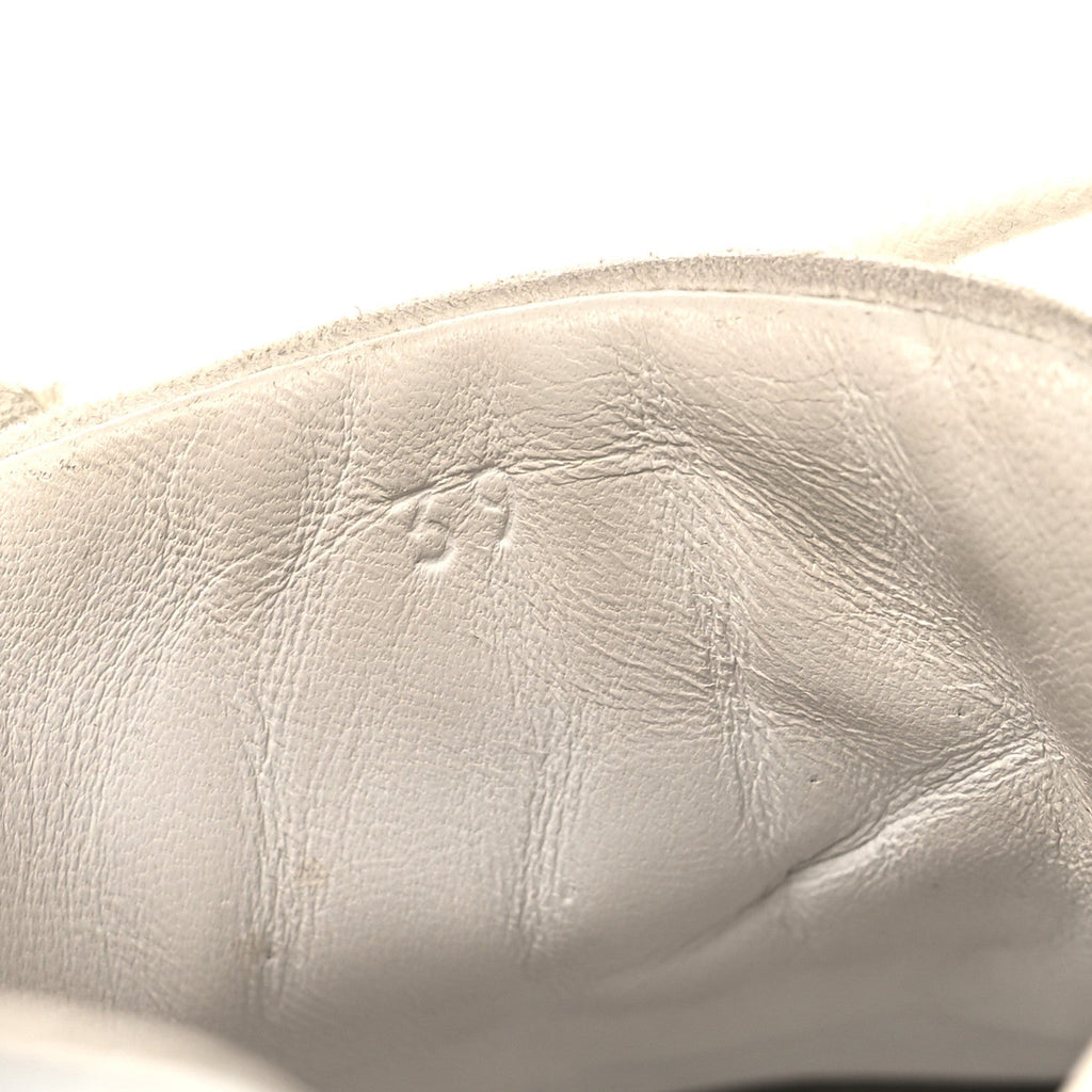 Hermes Calfskin Suede Goatskin Women's Bouncing Sneakers 39 White