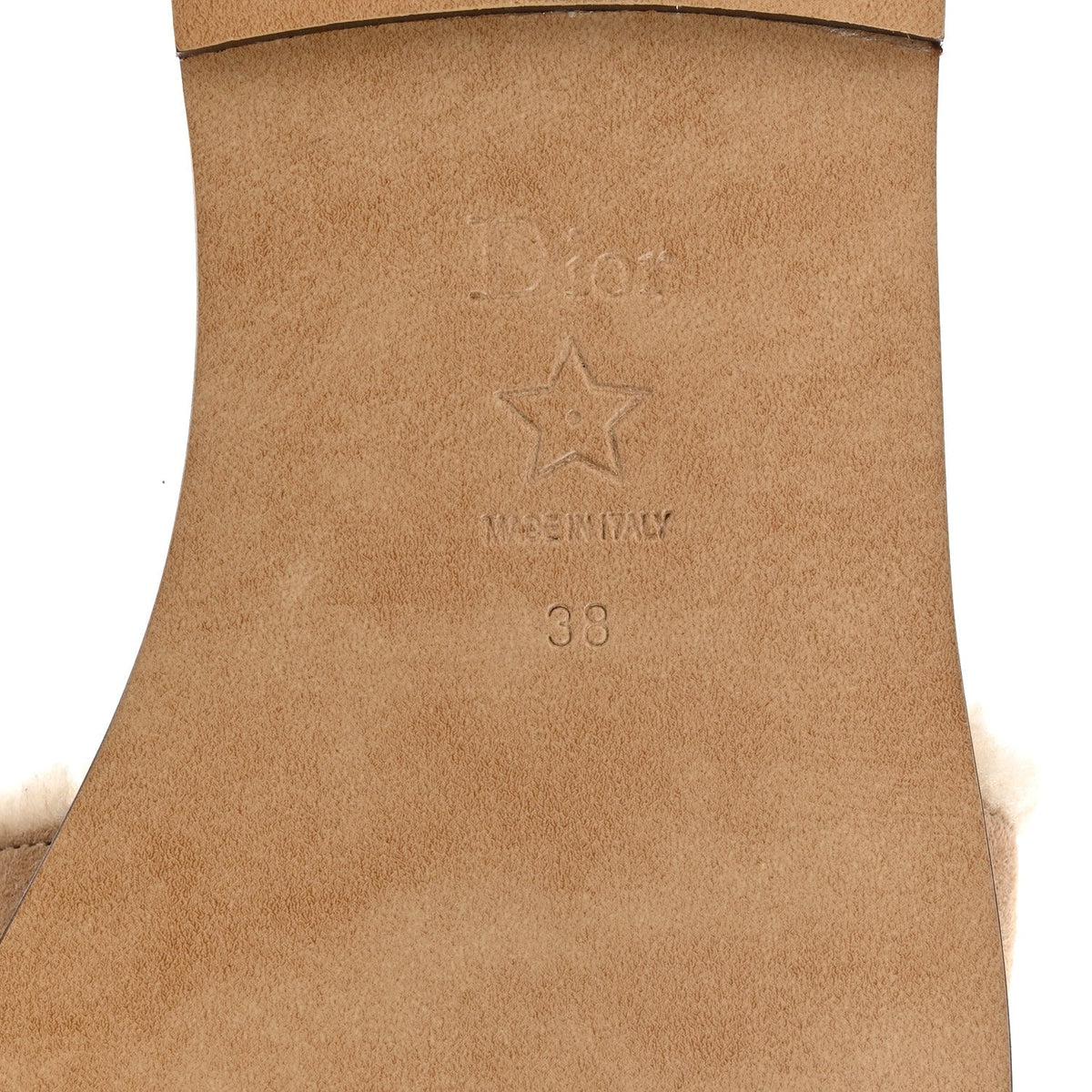Christian Dior Suede Shearling Women's Dway Slide Sandals 38 Cookie