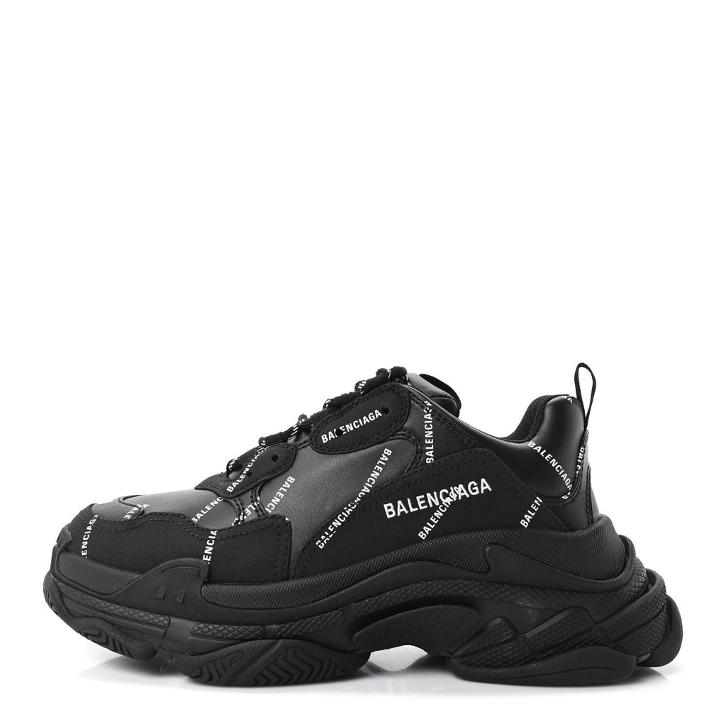 Balenciaga Technical Fabric Men's Triple S Sneakers 40 Black White
