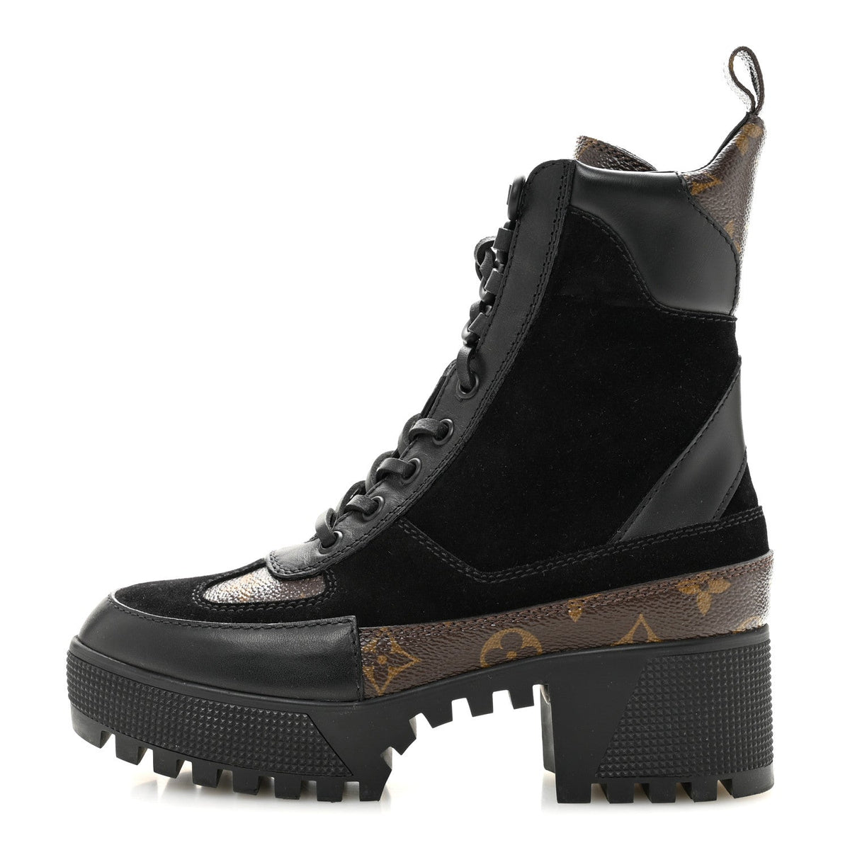 Louis Vuitton Suede Calfskin Monogram Laureate Platform Desert Boots Black