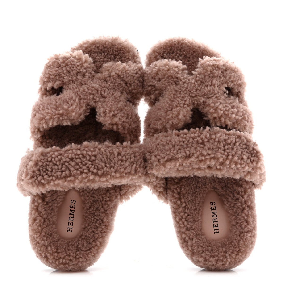 Hermes Woolskin Women's Chypre Sandals 39.5 Bois De Santal