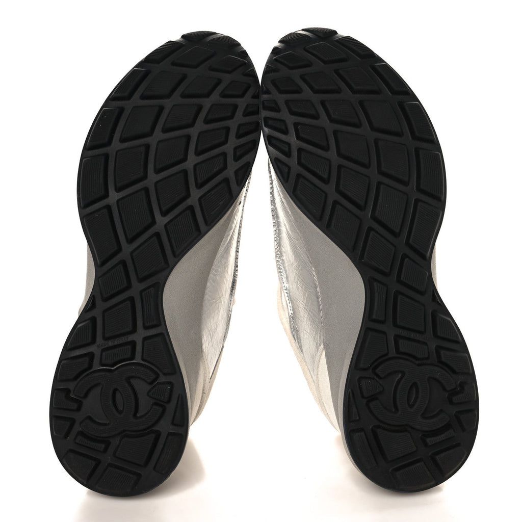 Chanel Laminated Calfskin Suede CC Women's Shoes