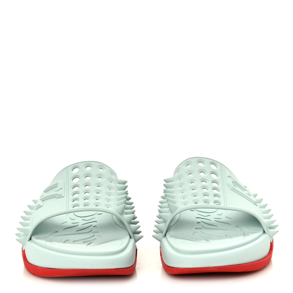 Christian Louboutin Rubber Men's Take It Easy Flat Slide Sandals 46 Iceberg
