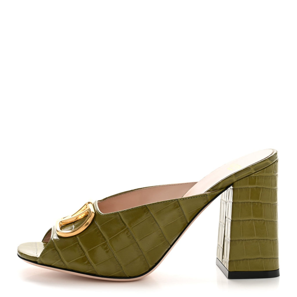 Valentino Garavani Calfskin Women's VLogo Signature Slide Sandals 36.5 Green