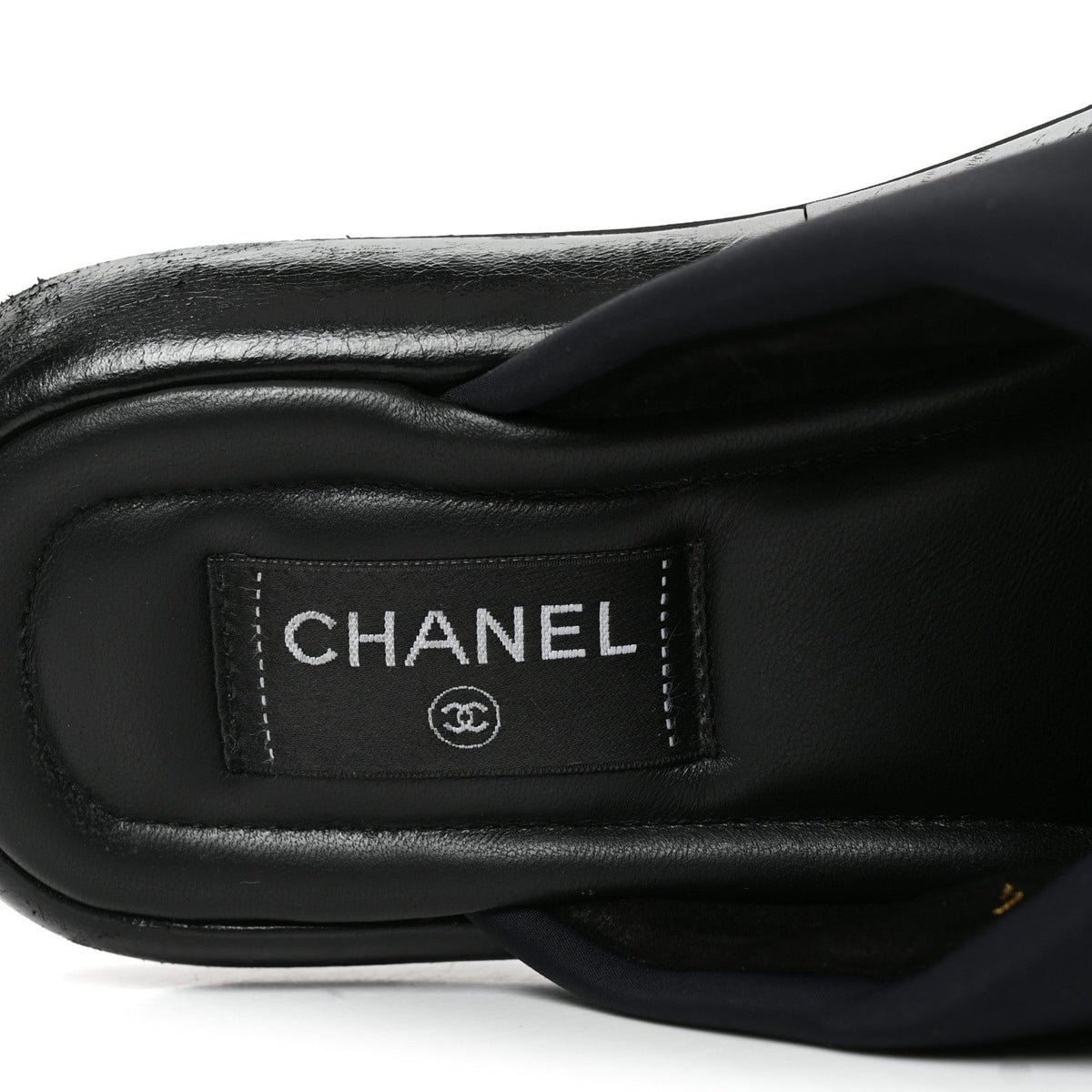 Chanel Fabric Women's CC Mules Sandals 38 Black