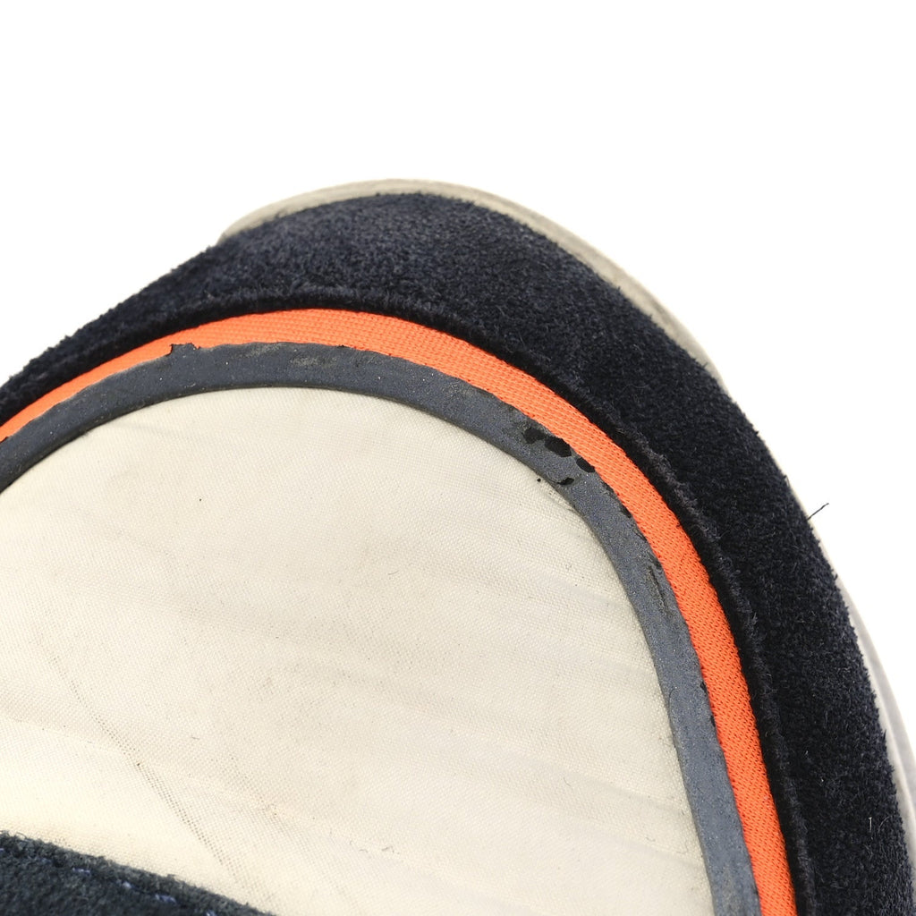 Chanel Nylon Calfskin Suede Women's CC Sneakers 35.5 Navy White Orange Black