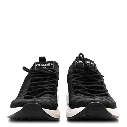 Chanel Fabric Logo Women's Sneakers 37.5 Black