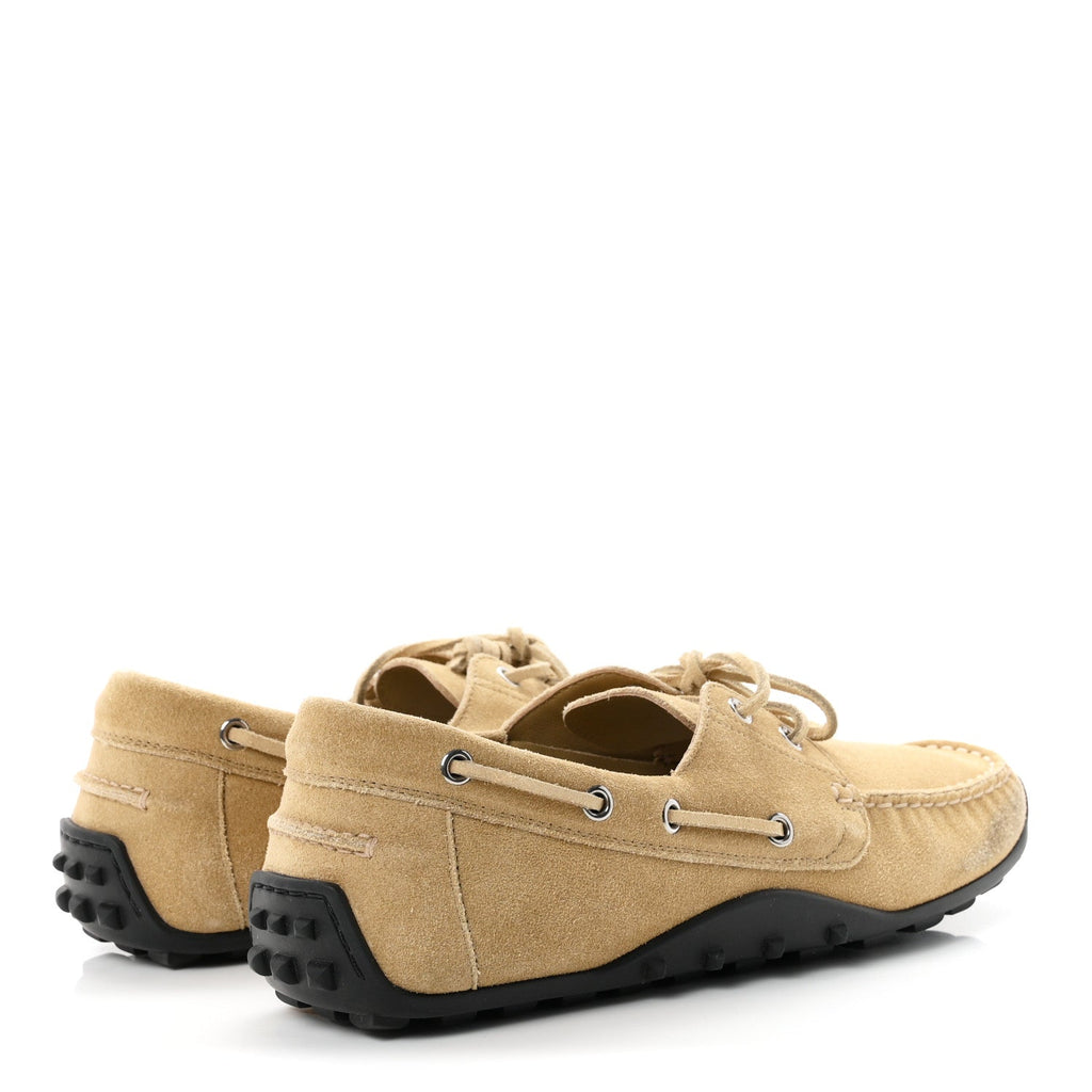 Hermes Suede Calfskin Women's Member Loafers 41 Beige Albatre