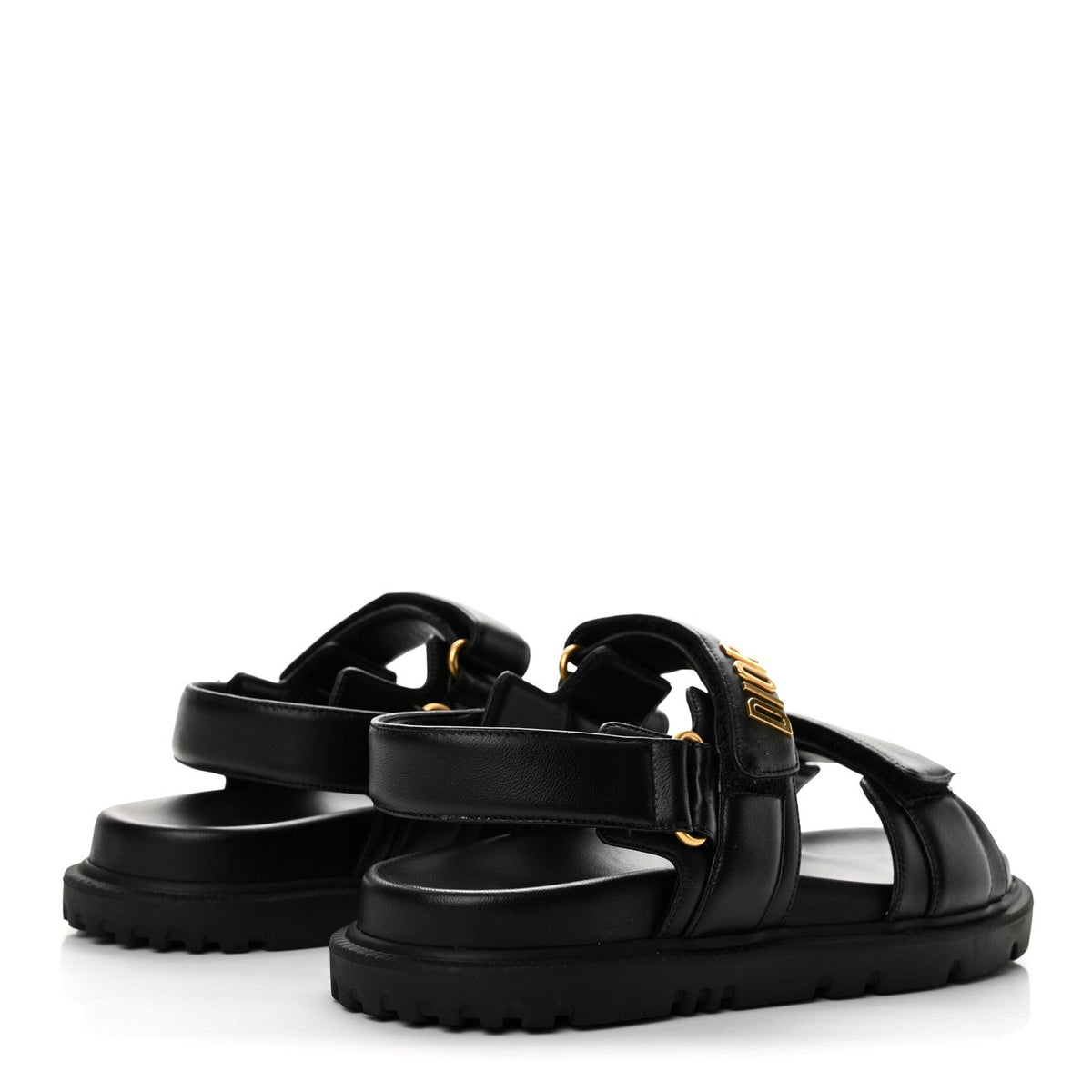 Christian Dior Lambskin Women's Dioract 10mm Sandals 36.5 Black