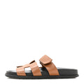 Hermes Calfskin Embroidered Women's Chypre Sandals 38 Natural