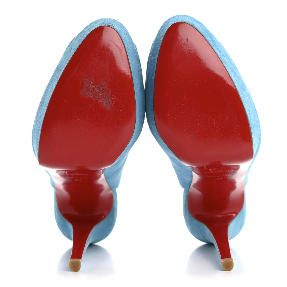 Christian Louboutin Veau Velours Spritney 100 Women's Peep Toe Pumps Blue