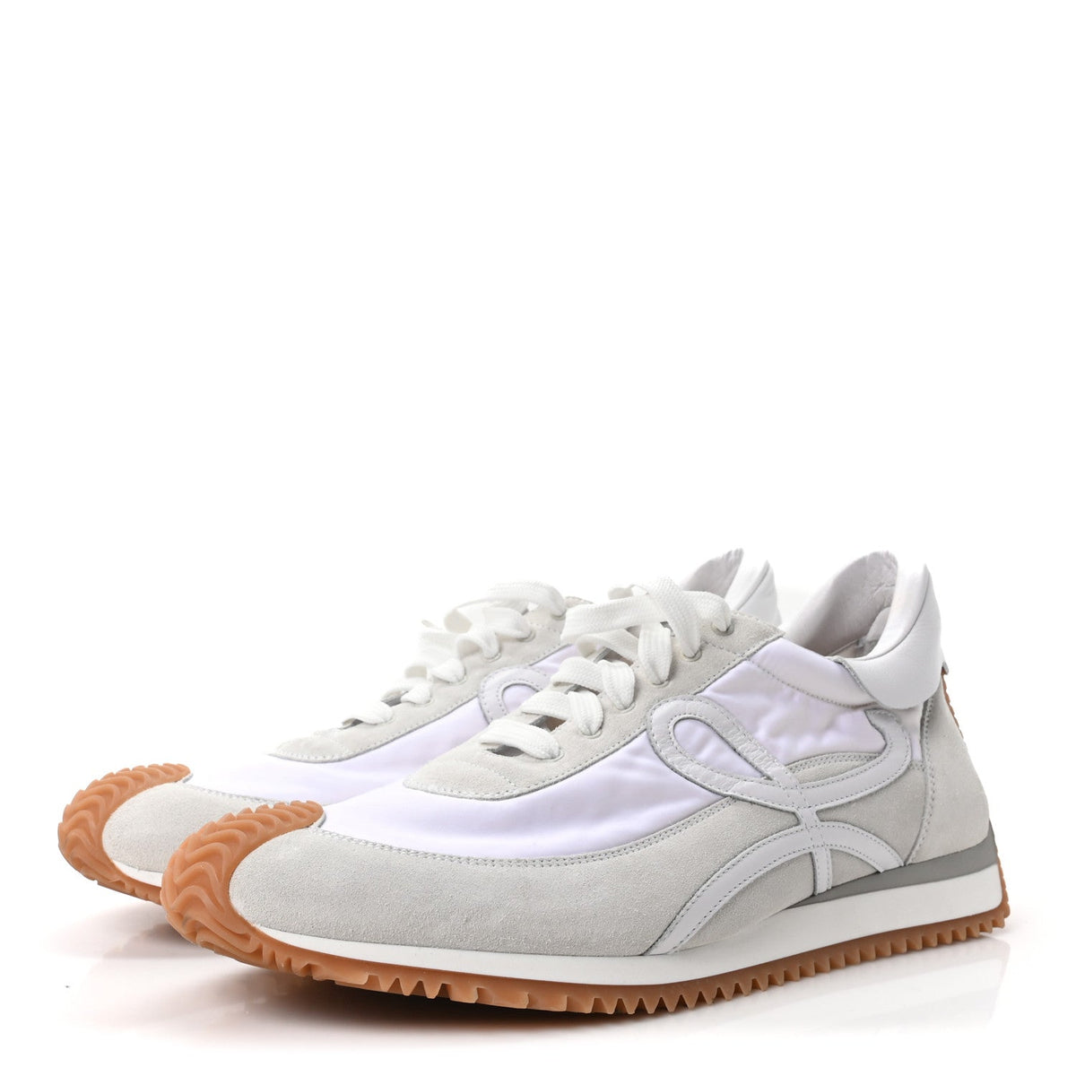 Loewe Nylon Suede Men's Flow Retro Runner Sneakers 45 White
