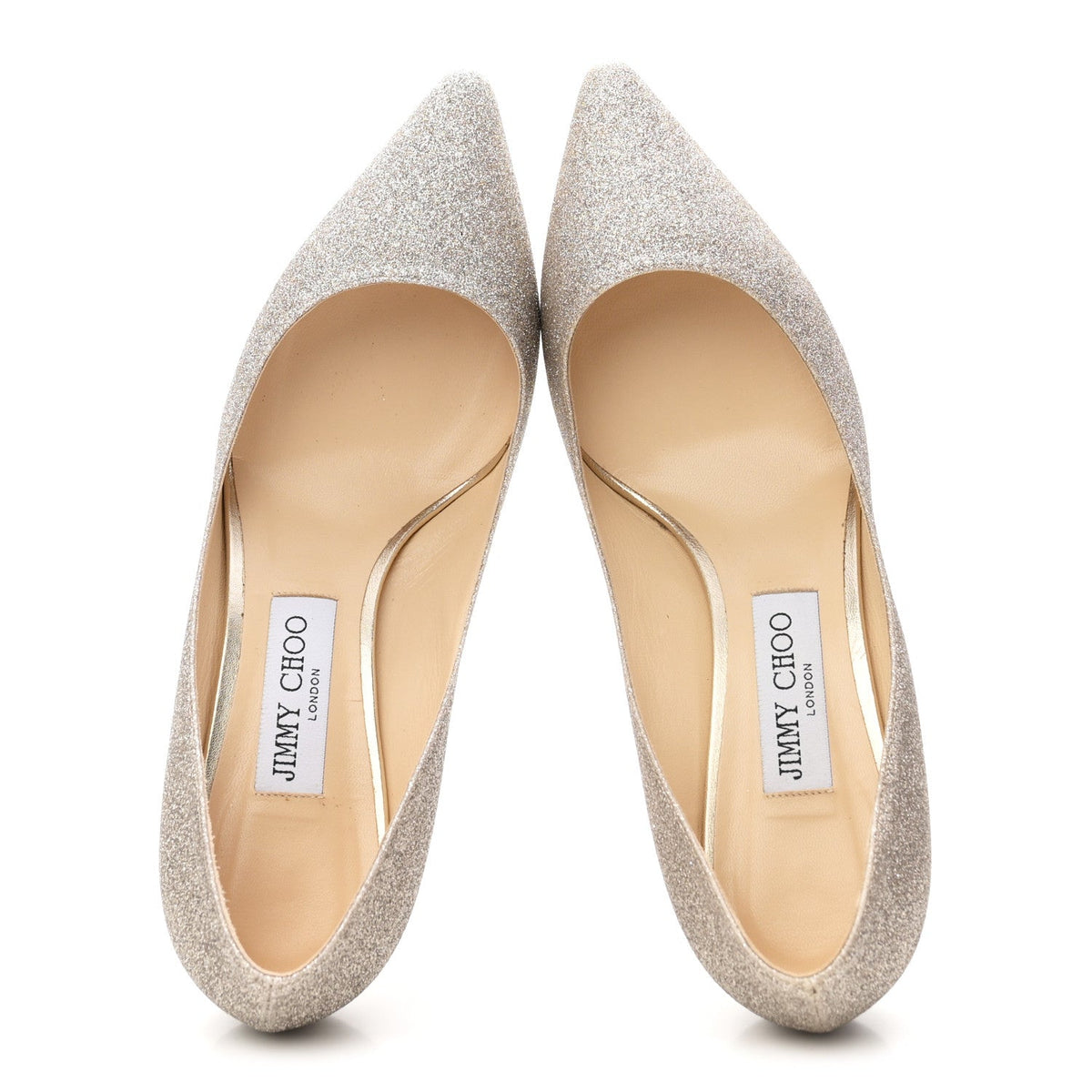 Jimmy Choo Dusty Glitter Women's Romy 60 Pumps 39 Platinum Ice