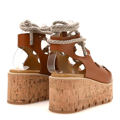 Hermes Calfskin Cork Women's Medusa 30 Sandals 37 Naturel