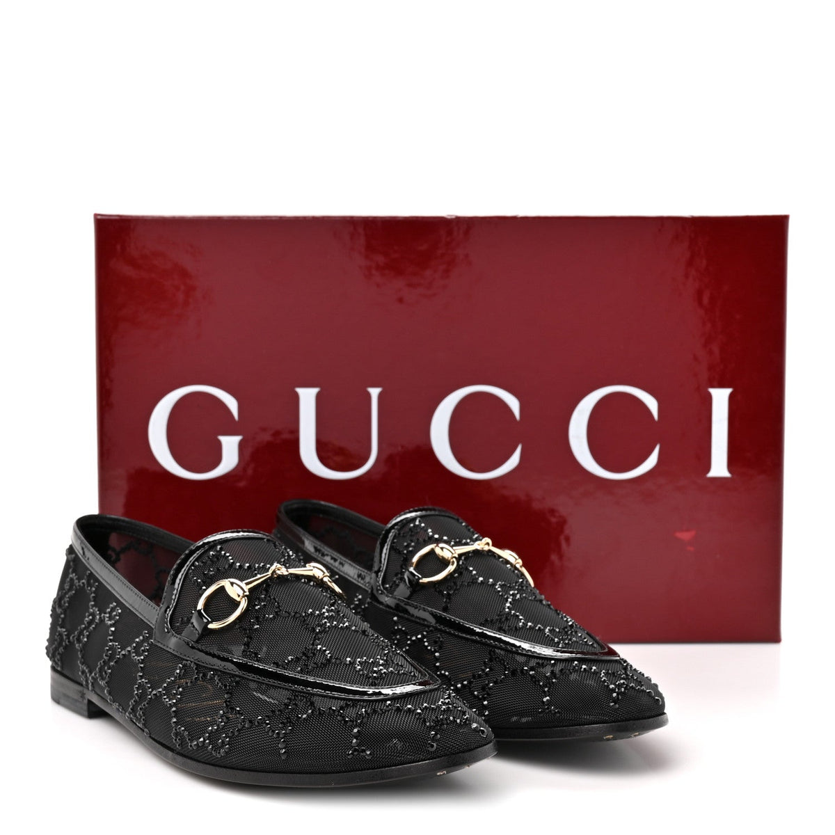 Gucci Tela Retino Kid Scamosciato Women's Jordaan Loafers 35.5 Black