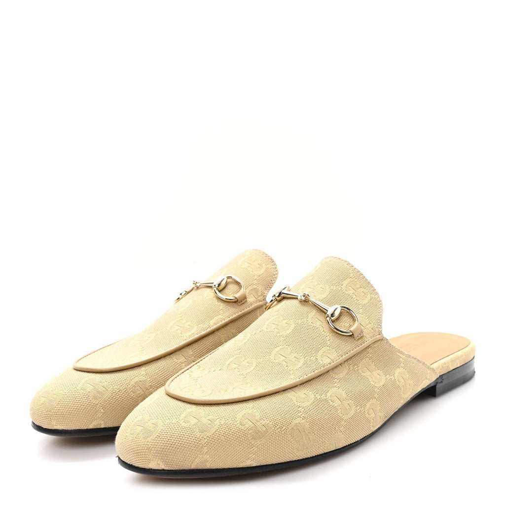 Gucci Canvas Women's GG Monogram Princetown Slippers 40 Egypt Salt