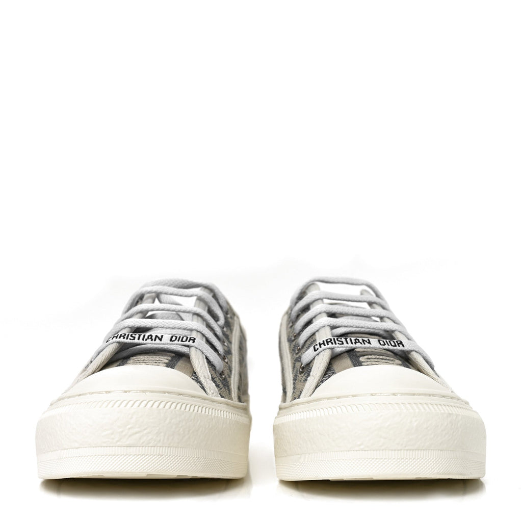 Christian Dior Oblique Raffia Effect Women's Walk'N'Dior Low Top Sneakers 37 Blue