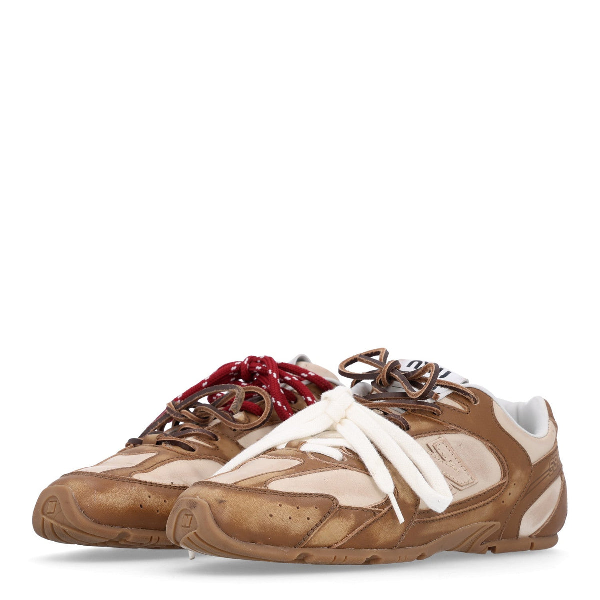 Miu Miu x New Balance Calfskin Women's 530 SL Sneakers 37 Cinnamon Travertine Gray