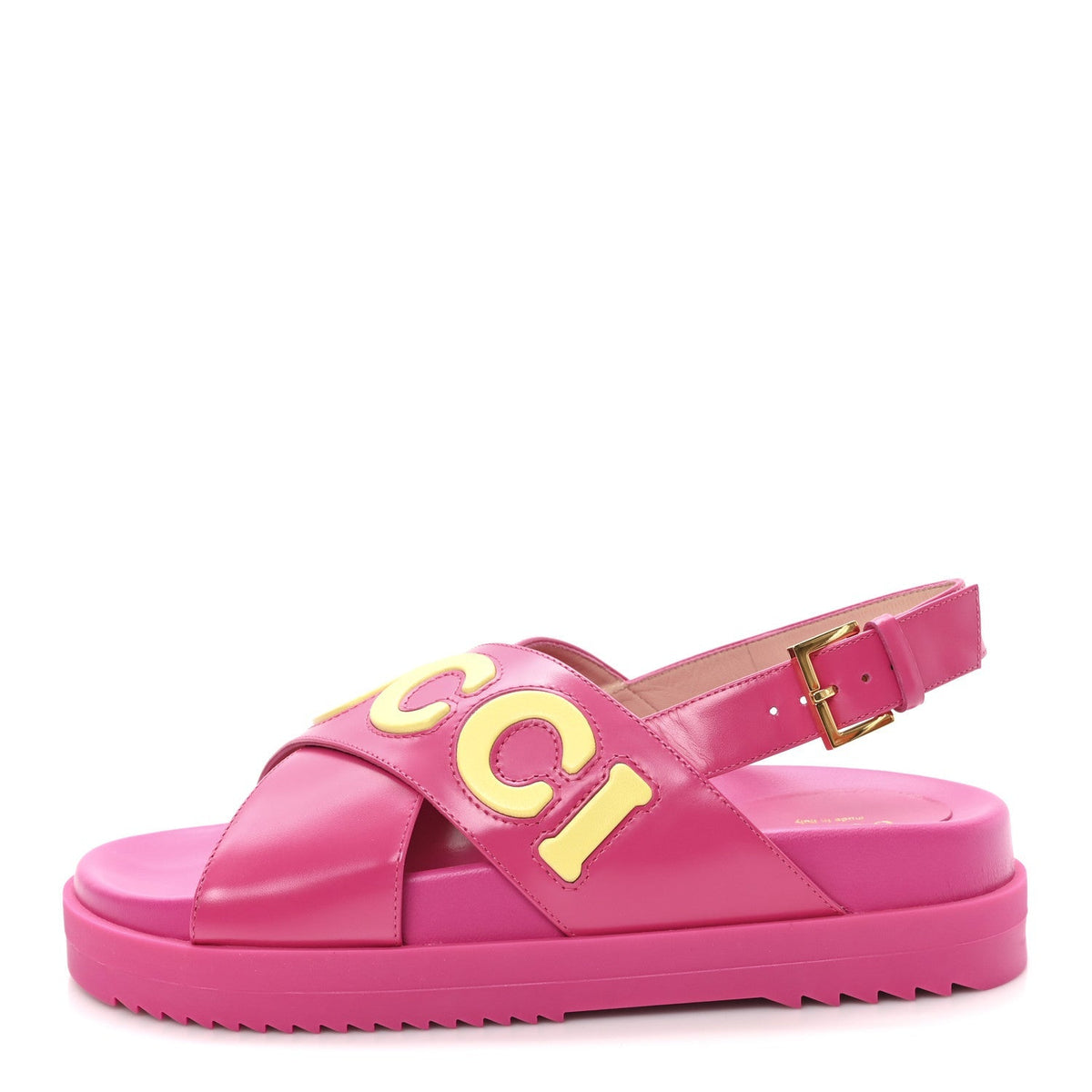 Gucci Calfskin Women's Elizabeth Nappa Charlotte Slingback Sandals 36.5 Fancy Fuchsia