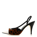 Lambskin Mixed Fibers Cap Toe CC Slingback Flats Brown Black White