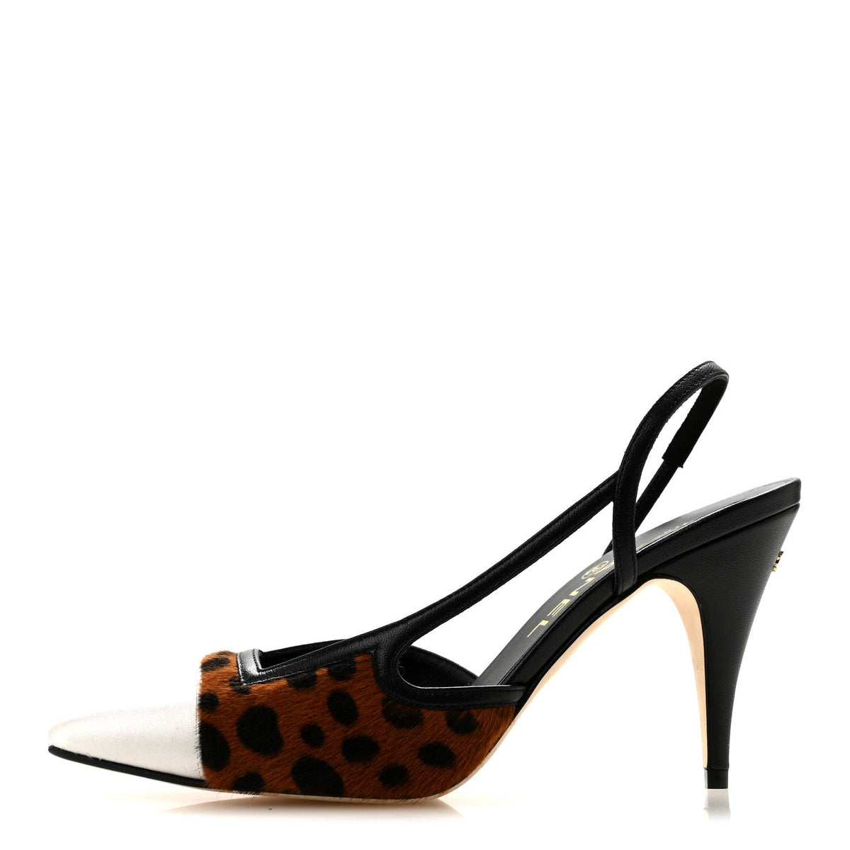 Lambskin Mixed Fibers Cap Toe CC Slingback Flats Brown Black White