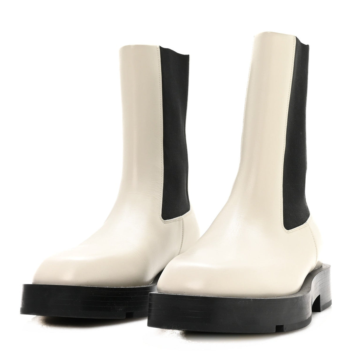 Givenchy Calfskin Women's Square Chelsea Boots 37 White Black