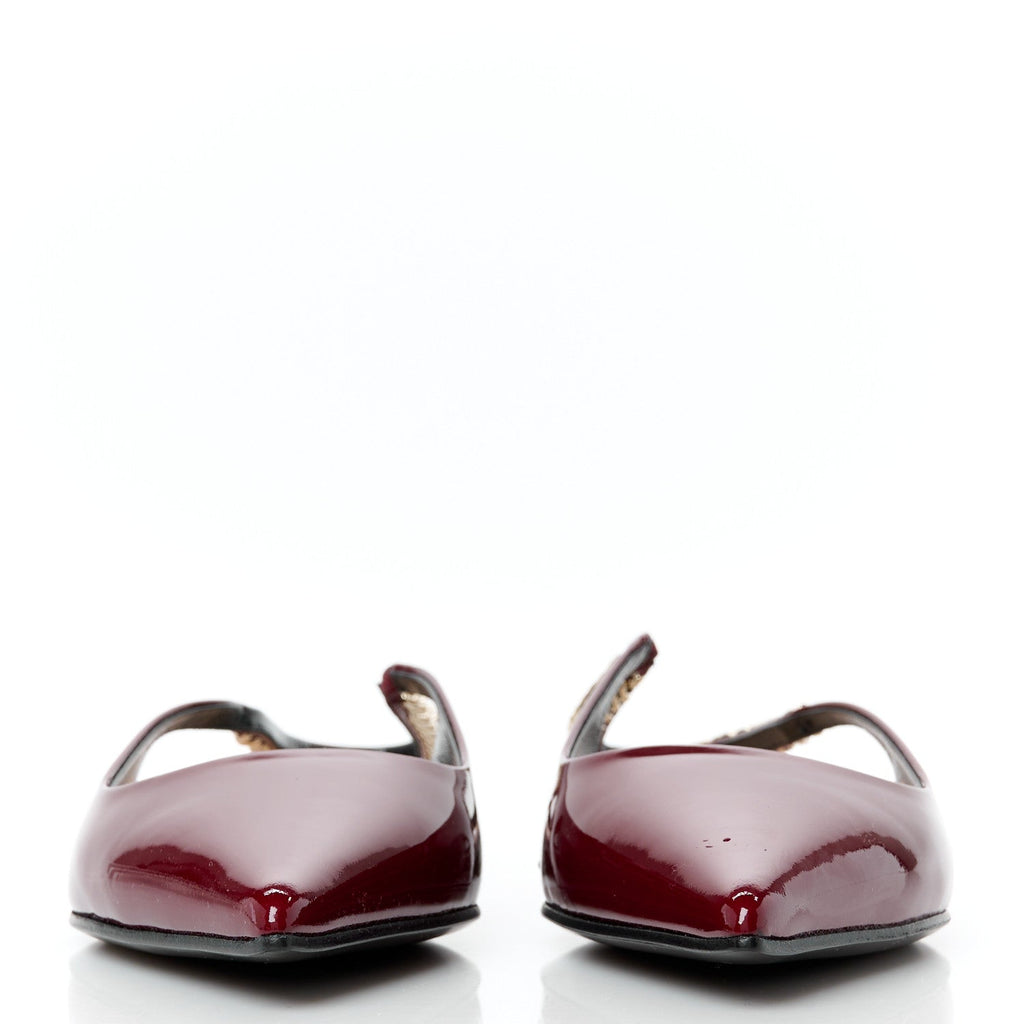 Gucci Patent Women's Signoria Slingback Ballet Flats 36.5 Rosso Ancora