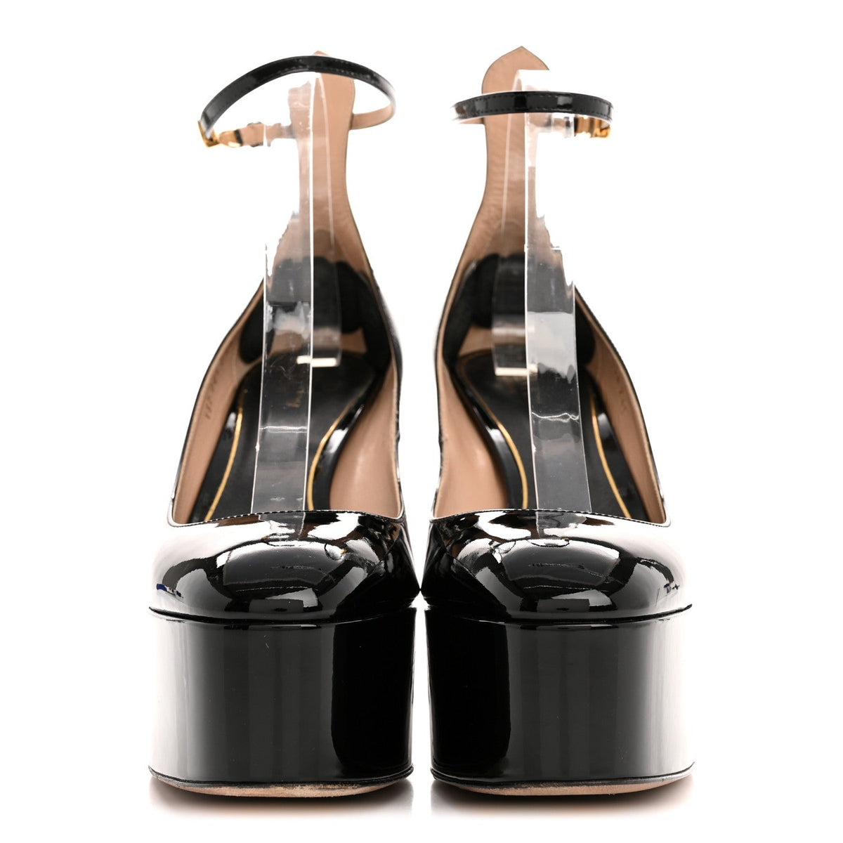 Valentino Garavani Patent Women's Tan-Go 155mm Platform Pumps 41 Black