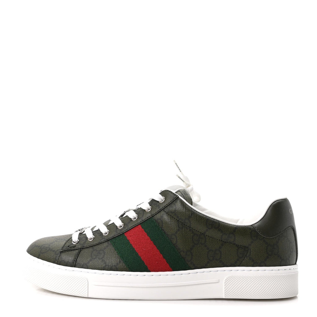 Gucci GG Supreme Monogram Men's New Ace Sneakers 9 Green