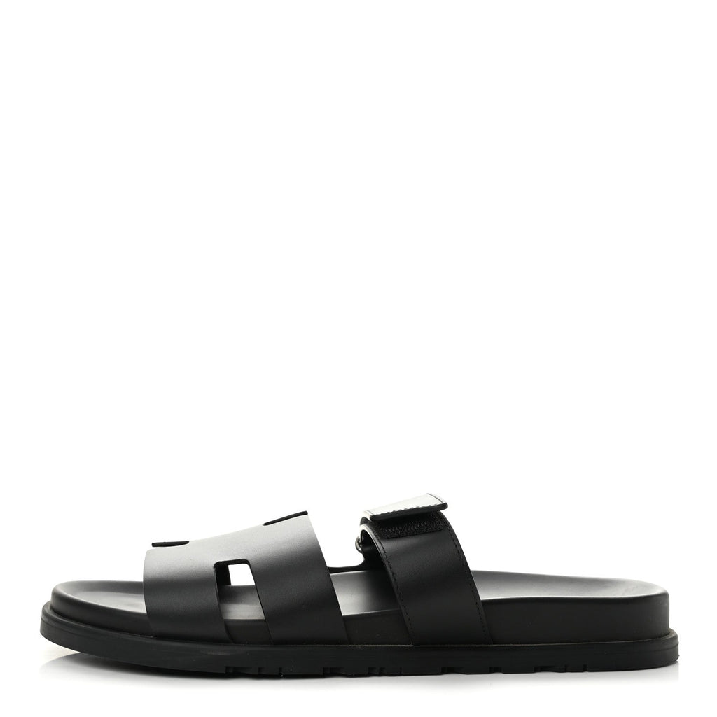 Hermes Calfskin Men's Chypre Sandals 44 Black