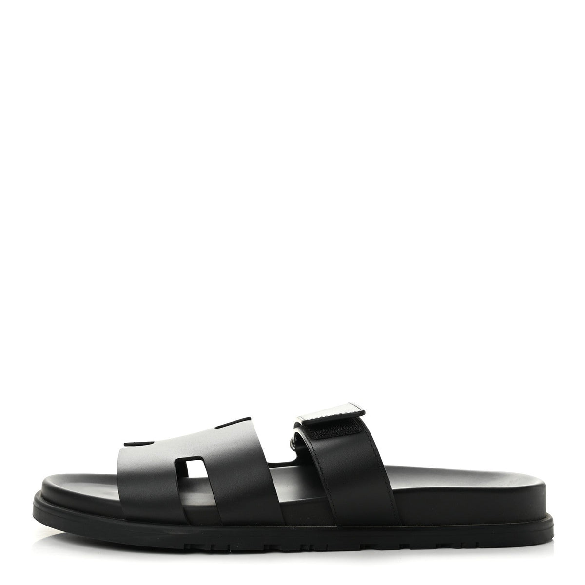 Hermes Calfskin Men's Chypre Sandals 44 Black