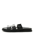 Hermes Calfskin Men's Chypre Sandals 44 Black