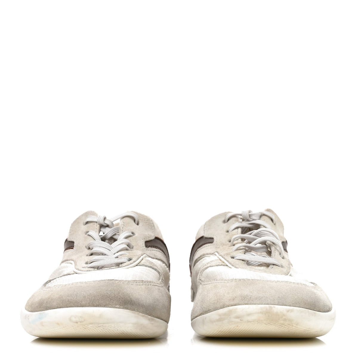 Miu Miu Technical Fabric Suede Women's Gymnasium Sneakers 38 White Burgundy