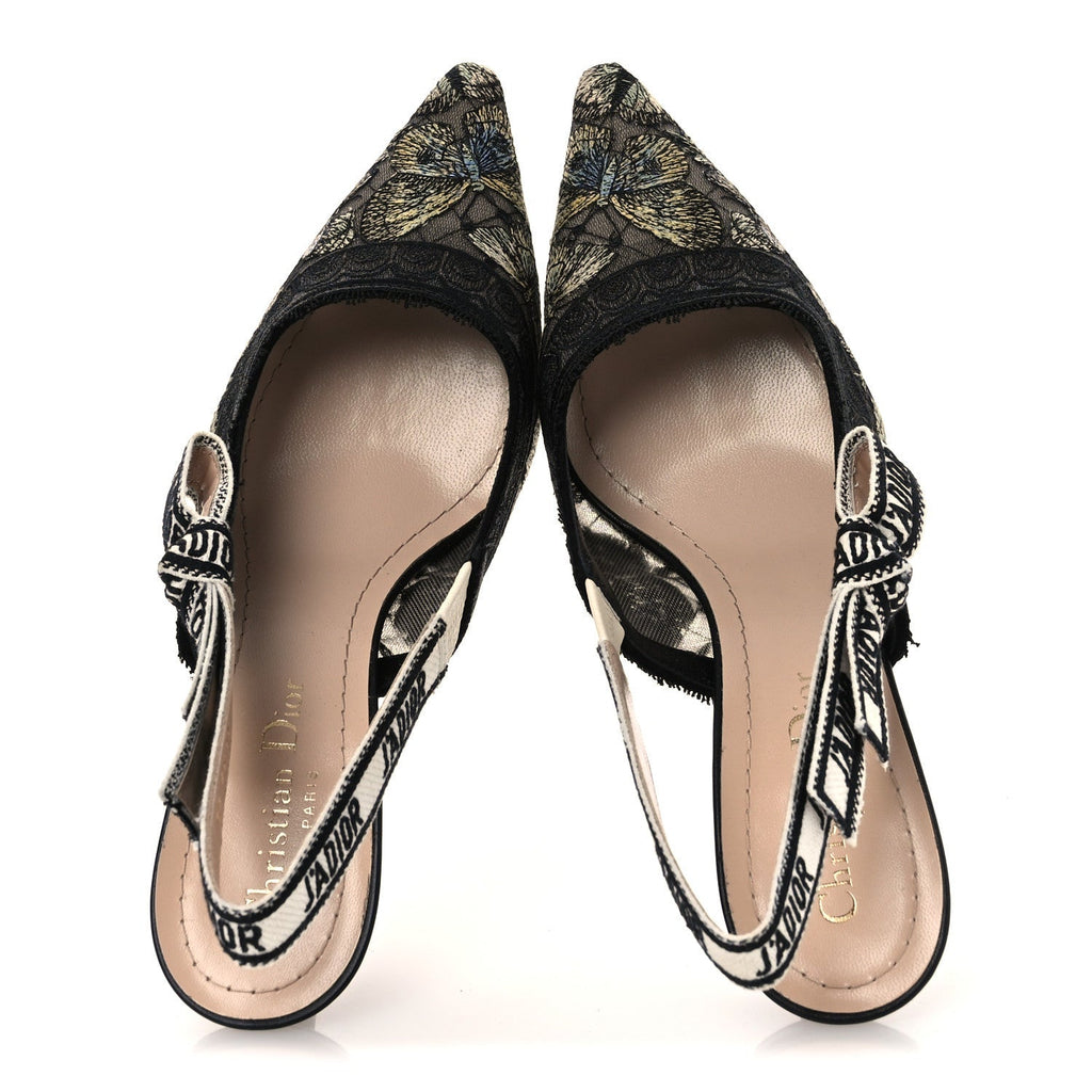 Christian Dior Mesh Women's Butterfly Embroidered J'Adior Pumps 36 Black