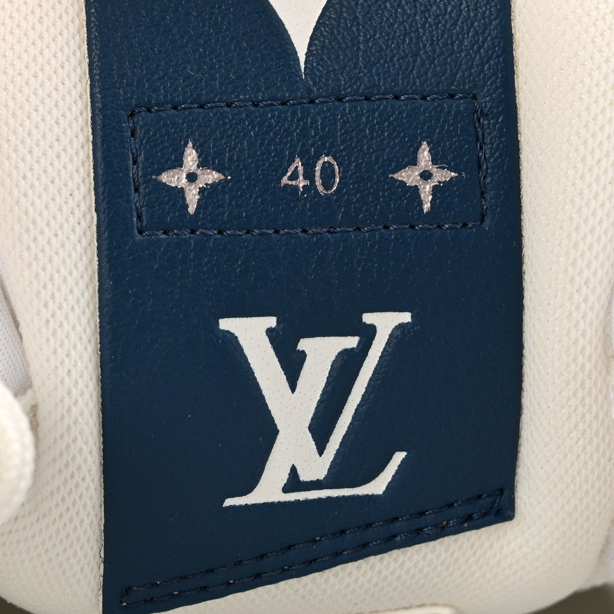 Louis Vuitton Calfskin Monogram Denim Women's Charlie Sneakers 40 White Blue