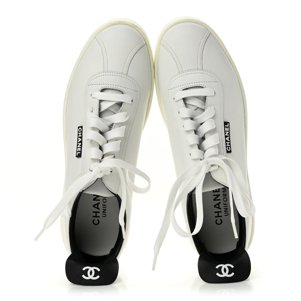 Chanel Calfskin CC Men's Sneakers White